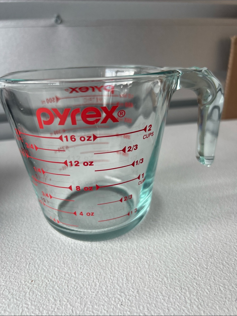 Pyrex Clear Glass Measuring Cup with Red Markings 2cup z14